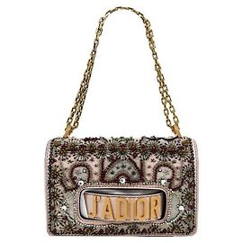 Bolsa de ombro Diorama para mulher em couro com contas e corrente Multicor
