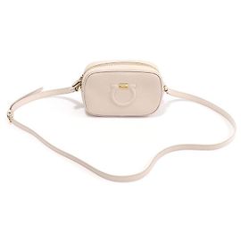 Salvatore Ferragamo Mini bolsa transversal Gancini Camera City em couro marfim Branco