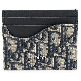 Dior Oblique Jacquard Saddle Card Holder Black