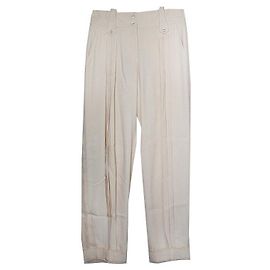 Dior Calças de seda plissadas bege Branco