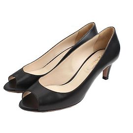 Prada Escarpins à bouts ouverts en cuir noir Noir