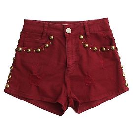 Sandro Burgundy Denim Shorts Red
