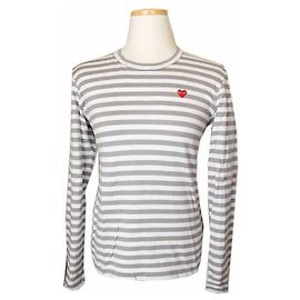Comme Des Garcons Camiseta de algodão branco e cinza Prata