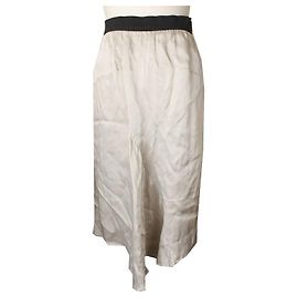 Isabel Marant Metal Beige Banding Asymmetrical Skirt White