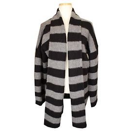 Vince Offener Strickcardigan aus Kaschmir in Grau-Schwarz Braun