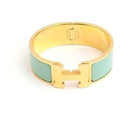 Hermès Mint Click-Clack Gold-Plated Bangle Bracelet Golden