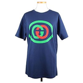 Gucci Oversized T-Shirt mit Interlocking-Muster Navy Blau