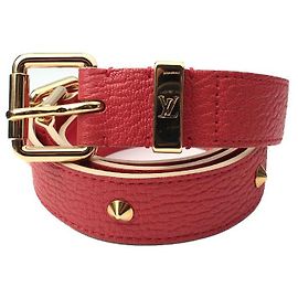 Louis Vuitton Cinto Suhali Gold Studded Vermelho Coral Vermelho