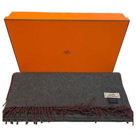 Hermès Cachecol de cashmere cinza Multicor