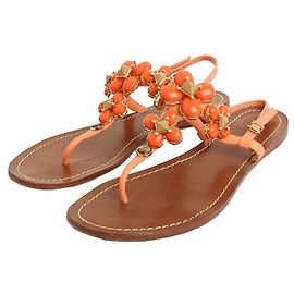 Tory Burch Salmon Beaded Slide Sandals Pink