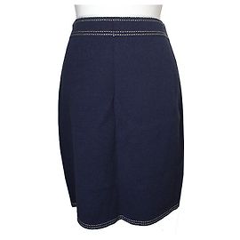 Escada Navy Knit Skirt Blue