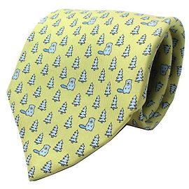 Hermès Blue Beaver Silk Tie Blue