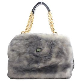 Dolce & Gabbana Bolsa Tote e Bolsa Transversal em Eco Fur Melange Gray Dolce Gabbana Marrom