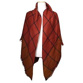 Burberry Xale e cachecol de lã xadrez vermelho tijolo Vermelho