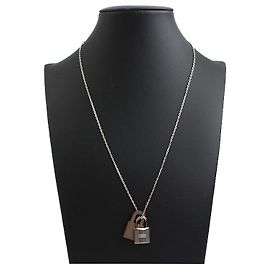 Hermès Cadena Halskette versilbert Schwarz