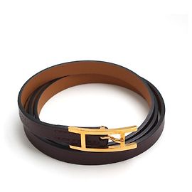 Hermès Hapi Row Strap Armband Dunkelbraun Braun