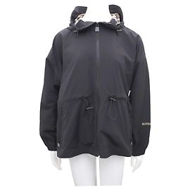 Burberry Drawstring Black Hood Wind Jacket Black