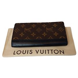 Louis Vuitton Monogram Macassar Long Wallet Briaz Wallet Black