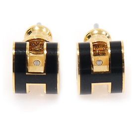 Hermès Mini orecchini Pop in nero e oro Nero