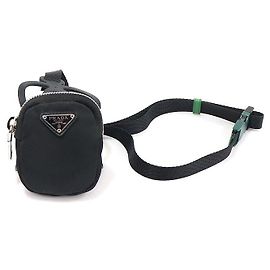 Prada Pochette per Telefono Tessuto Nylon Silver Triangle Nero