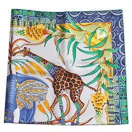 Hermès Pañuelo Cuadrado de Seda Zambezi Azul