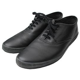 Comme Des Garcons Schwarze Leder-Sneaker Schwarz