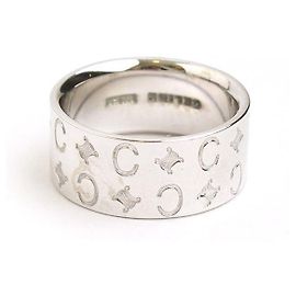 Céline Blason Logo Ring Silber Größe Weiß