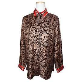 Sandro Leopard Silk Shirt Red