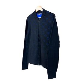 Louis Vuitton Monogram Drop Knit Bomber Jacket Blue