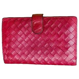 Bottega Veneta Intrecciato Geldbörse Rot Leder Rot