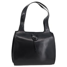 Salvatore Ferragamo Gancini Tote Bag Lackleder Schwarz Silber Auth BA12729 Schwarz Silber