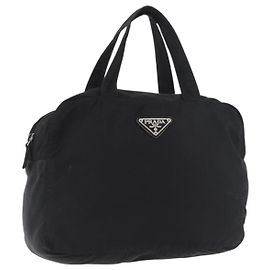 Borsa PRADA in nylon nero argento Auth bs35154 Nero Argento