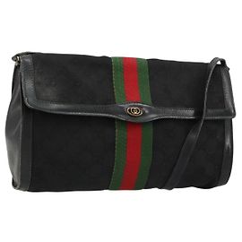 Borsa GUCCI GG Canvas Web Sherry Line Nera Rossa Verde 37 04 3657 Auth ka4360 Nero Rosso Verde