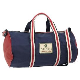 Sac à main GUCCI Nylon 2way Navy Red 189657 Auth ka4408 Rouge Bleu Marine