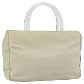 Borsa PRADA Nylon Avorio Argento Auth 181436 Argento Crudo