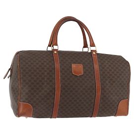 Céline Sac Boston CELINE en toile Macadam PVC Cuir Marron Or Auth 180637 Marron Doré