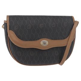 Borsa a tracolla Christian Dior Honeycomb Canvas PVC Nero Oro Auth BA12686 Nero D'oro