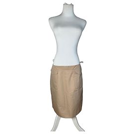 Céline Falda vintage Celine de mezcla de algodón Y2K Beige Beige