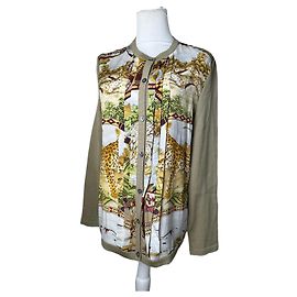 Salvatore Ferragamo Vintage Ferragamo Woll-Seide-Cardigan Y2K Creme Oliv Rost Beige
