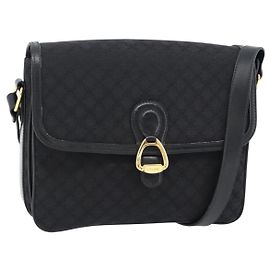 Céline Borsa a tracolla CELINE Macadam Canvas Nero Oro Auth 180571A Nero D'oro