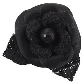Chanel Schwarze Brosche Schwarz