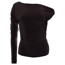 Norma kamali, brown stretch one sleeved top Brown
