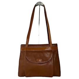 Borsa a tracolla in pelle martellata vintage Courreges Tan Cammello