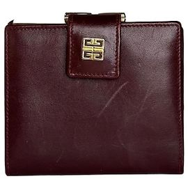 Cartera de cuero granulado vintage Givenchy burdeos Burdeos