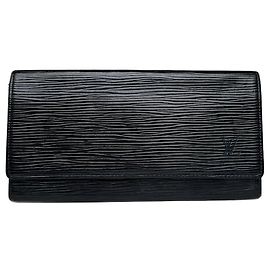 Vintage Louis Vuitton Epi Leder Geldbörse Y2K Schwarz Silber Schwarz