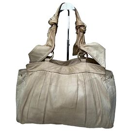 Tote Givenchy Vintage em couro granulado Y2K Creme Dourado Bege