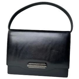 Vintage Givenchy Leather Shoulder Bag Y2K Black Silver Black