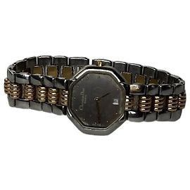 Reloj de pulsera vintage Dior de acero inoxidable Y2K Plata Oro Plata