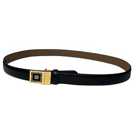Vintage Givenchy Logo Buckle Belt 90s Black Beige Gold Beige