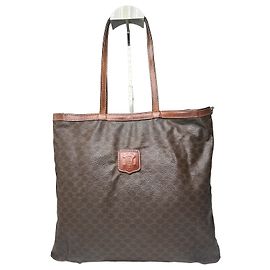 Céline Tote Celine Vintage em Couro Liso Y2K Marrom Chocolate Marrom